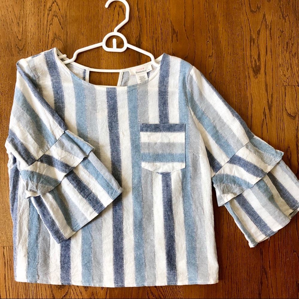 Blue Striped Linen Top